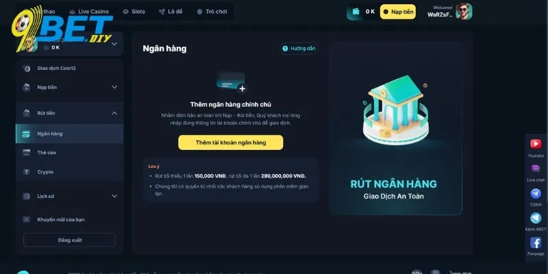 4 điều cần lưu ý không thể bỏ qua khi rút tiền từ 9BET