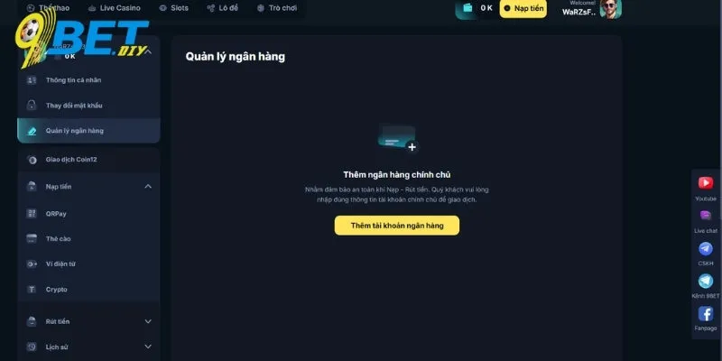 Điều kiện quan trọng để rút tiền 9BET thành công