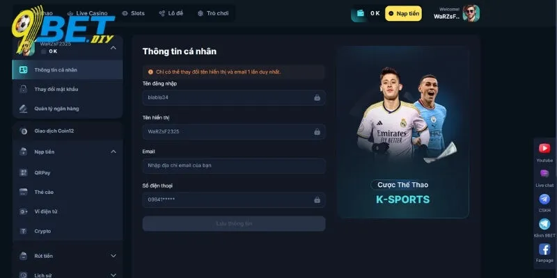 Khi đăng nhập tài khoản 9BET cần chú ý điều gì?