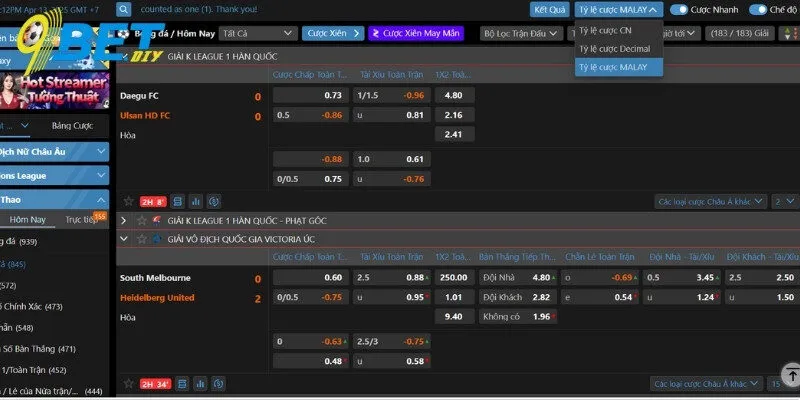 Ưu điểm vượt trội khi tham gia Saba sports tại 9BET
